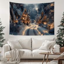 Christmas Town Snow Scene Tapestry, Winter Wonderland Landscape Background, New Year Wall Decor Hanging Painting - Christmas Town - View 2