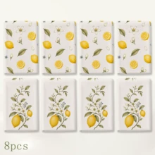 2/4/6/8pcs Lemon Kitchen Towels, Watercolor Lemon, Citrus Flower & Leaf Botanical Print, Decorative Napkins, Tea Towels & Hand Towels, Mediterranean French Country Summer Kitchen Decor, Housewarming Gift - Multicolor - View 14