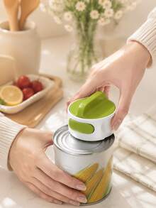 1Pc Stainless Steel Jar Bottle Opener, Easy Grip Ergonomic Handle Can Opener, Durable Multi Function Kitchen Tool, Green White Labor Saving Lid Opener For Jars Bottles Cans, For Kitchen Dining Bar Picnic Camping, Seniors Gift, Kitchen Gadget - View 2