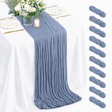 12 Pack Dusty Blue Cheesecloth Table Runner, Boho Gauze Table Runner, Rustic Sheer Cheese Cloth Runner For Wedding Reception, Bridal Shower, Baby Shower, Birthday Party, Anniversary, Farmhouse Dining Table Centerpiece, Holiday And Home Decor - Grey-blue - View 28