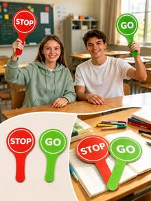 20/10/5/1pc STOP GO Handheld Sign, Red & Green Contrast Round Handheld Indicator, Minimalist Eye-Catching Printed Design, Lightweight & Easy To Grip, Classroom Interactive Game Prop, Team Building Activity Buzzer Paddle, Teaching Aid, Party Competition Sign, Thickened Foam Material Durable & Not Easily Broken, Suitable For Outdoor Games, Parent-Child Interaction, Classroom Teaching, Competition Scoring, Fun Interactive Auxiliary Tool, Home Essentials, Outdoor Garden Decor, Back To School, Home & Kitchen, Autumn Decor - Multicolor - View 2