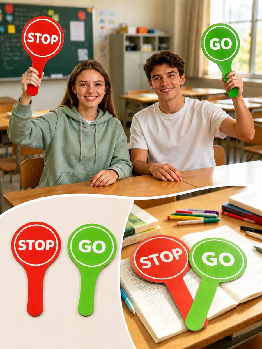 20/10/5/1pc STOP GO Handheld Sign, Red & Green Contrast Round Handheld Indicator, Minimalist Eye-Catching Printed Design, Lightweight & Easy To Grip, Classroom Interactive Game Prop, Team Building Activity Buzzer Paddle, Teaching Aid, Party Competition Sign, Thickened Foam Material Durable & Not Easily Broken, Suitable For Outdoor Games, Parent-Child Interaction, Classroom Teaching, Competition Scoring, Fun Interactive Auxiliary Tool, Home Essentials, Outdoor Garden Decor, Back To School, Home & Kitchen, Autumn Decor