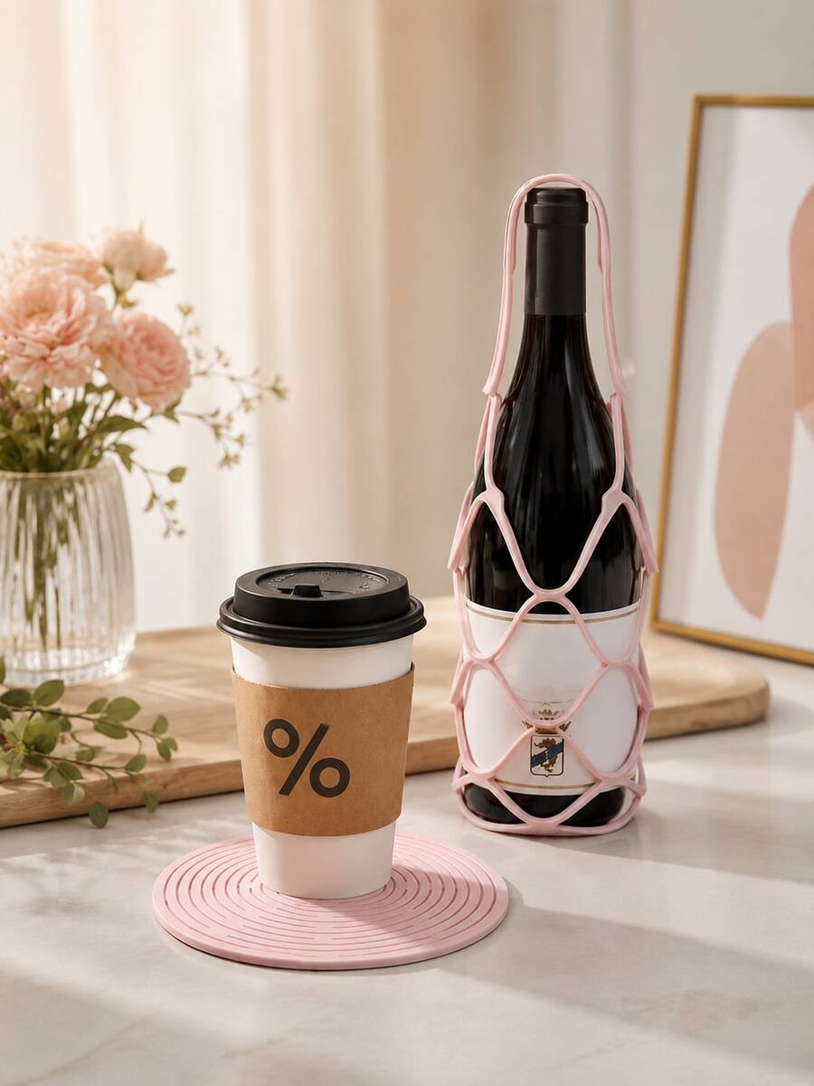 1pc Multifunctional Foldable Silicone Tote Bag, Portable Reusable Gift Bag & Drink Coaster, Handheld Beverage Holder, Party Favor Bag, Holiday Gift Packaging - Tote Bag - View 1