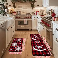 1/2/3 buah Karpet Dapur Bertema Natal, Karpet Dapur Flanel, Nyaman, Lembut, Menyerap Air, Anti Selip, Dapat Dicuci dengan Mesin, dengan Alas Anti Selip, Cocok untuk Berbagai Suasana: Pintu Masuk, Ruang Tamu, Kamar Tidur, Dapur, Ruang Makan, Kamar Mandi, Ruang Cuci, Lorong, Keset Dekorasi Rumah Liburan Natal - MultiWarna - View 13
