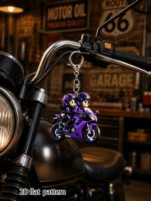 [2D Flat]2D Flat Mini Motorcycle Rider With Passenger Keychain Pendant - Cute Couple Motorcycle Keychain, Suitable For Car Keys, Backpacks, Phone Accessories - Acrylic Motorcycle Gift (Souvenir For Enthusiasts) Couple Style, Travel Accessory, Beach Party Decoration, Daily Fashion Accessory, Perfect Gift For Halloween, Mother's Day, Christmas, Back To School, Wedding, Graduation - As Shown In the Picture - View 8