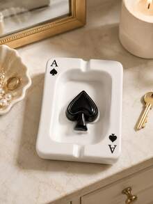 1pc Playing Card Spade Decorative Tray, Creative Ace Of Spades Jewelry Dish, Modern Resin Trinket Organizer For Rings, Watches, Keys And Cosmetics, Stylish Vanity Table Decor, Bedroom Nightstand Decor, Gift For Poker Lovers, Home Decoration - Multicolor - View 6