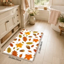 1PC Autumn Theme Printed Home Decor Faux Cashmere Rug, Warm Hand-Drawn Style, Soft And Comfortable Material, Orange Maple Leaves, Oak Leaves, Fallen Leaves And Acorns Pattern, Non-Slip Durable, Quick Dry Easy To Clean, Autumn Home Decor, Suitable For Entryway, Living Room, Bedroom, Hallway, Kitchen And Thanksgiving Home Decor, Can Be Used As Kitchen Mat, Entry Mat, Kitchen Accessories, 2PCS Set - Multicolor - View 11
