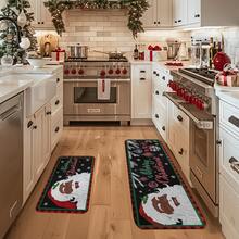1/2/3pcs Christmas Theme Kitchen Rugs, Flannel Kitchen Rugs, Soft Comfortable Absorbent Non-Slip Machine Washable With Non-Slip Backing, Multi-Functional Home Floor Mats For Entryway, Living Room, Bedroom, Kitchen, Dining Room, Bathroom, Laundry Room, Patio, Hallway, Holiday Christmas Decor Mat - Multicolor - View 5