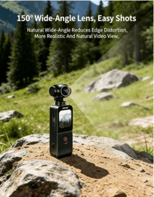 Acer S360 HD Action Camera With Stabilization, Handheld Cycling Vlog Camera, Rotating Lens, Black, Touchscreen, Standard Configuration - View 2