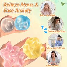 Non-Rising Crystal Ball Squishy Toy, Soft Jelly Squeeze Ball, Press & Reshape Stress Relief Fidget Toy For Desk, Office, Party Favors & Gifts - Apricot - View 4