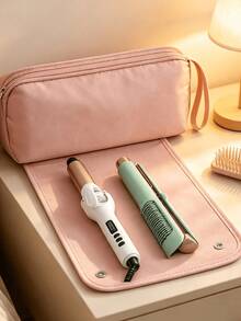 Heat-Resistant Hair Tool Storage Bag - Travel Felt Organizer Bag With Heat-Insulating Pad, Suitable For Curling Irons, Straighteners, Flat Irons, Blow Dryers And Styling Tools, Compact Storage Bag, Durable Fabric, Multi-Compartment Design, Travel Hair Accessories, Fashion Design, Secure Zipper Closure, Straightener And Curler Set, Pencil Case, Convenient For Travel - Multicolor - View 2