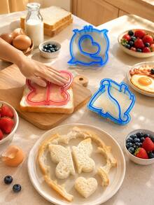 1 pieza Cortador de sándwich, molde DIY para hacer sándwiches, molde con patrón de animal lindo para pan de sándwich, panqueques y galletas, herramienta casera linda para hacer formas de tostadas lindas, decoración de cajas de almuerzo y alimentos - Multicolor - Ver 7