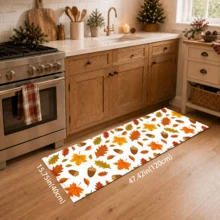 1PC Autumn Theme Printed Home Decor Faux Cashmere Rug, Warm Hand-Drawn Style, Soft And Comfortable Material, Orange Maple Leaves, Oak Leaves, Fallen Leaves And Acorns Pattern, Non-Slip Durable, Quick Dry Easy To Clean, Autumn Home Decor, Suitable For Entryway, Living Room, Bedroom, Hallway, Kitchen And Thanksgiving Home Decor, Can Be Used As Kitchen Mat, Entry Mat, Kitchen Accessories, 2PCS Set - Multicolor - View 7
