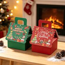1pc Gingerbread Man Christmas House Pattern Gift Box, Christmas Theme Gift Packaging Box, Christmas Tree Gingerbread Man Bell Pattern, Gift Nougat Chocolate Packaging Box, Christmas Gingerbread House Candy Cookie Box, Suitable For Christmas Gift Packaging - Christmas Gingerbread House Box - View 2