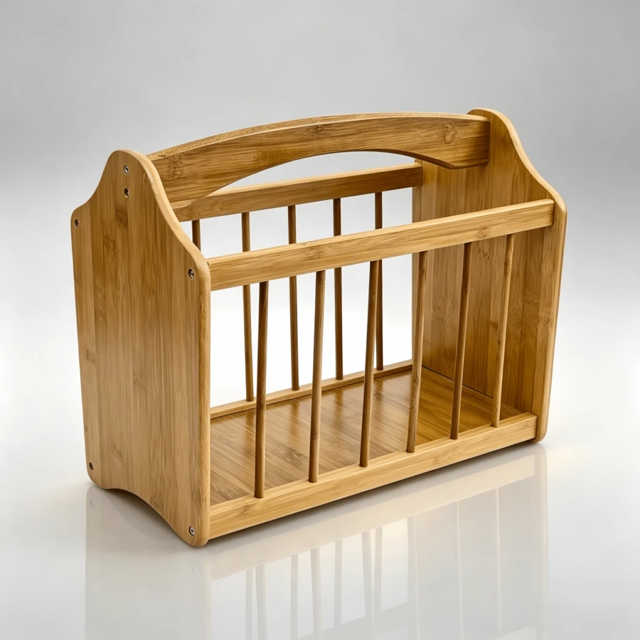 Brown Magazine Storage Holder With Handle, Dimensions 33 * 42 * 21 Cm, Sturdy Construction For Storing Newspapers, Newsletters And Reading Materials. - 1PC - View 1