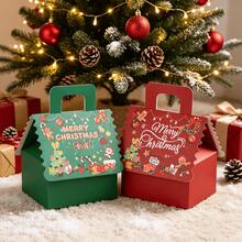 1pc Gingerbread Man Christmas House Pattern Gift Box, Christmas Theme Gift Packaging Box, Christmas Tree Gingerbread Man Bell Pattern, Gift Nougat Chocolate Packaging Box, Christmas Gingerbread House Candy Cookie Box, Suitable For Christmas Gift Packaging - Christmas Gingerbread House Box - View 3