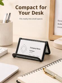 Desktop Business Card Holder, Metal Mesh Business Card Holder With Card Storage And Phone Stand, Compact Desktop Organizer, Suitable For Office, Reception Desk, Front Desk, Home Office, Office Desk Accessories, Desktop Storage, Office Essentials - Multicolor - View 5