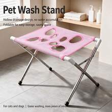 1pc Foldable Metal Pet Bath Rack, 80kg Load Capacity, Non-Slip Cat & Dog Grooming Bath Stand, Portable & Stable Large Cat & Dog Shower Rack, Suitable For Pet Grooming And Cleaning Supplies - Multicolor - View 5