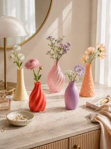 1pc/5pcs Mini Vase Set, Colorful Small Vases, Suitable For Single Stem Flowers, Dried Flowers And Artificial Flowers, Modern Desktop Decor, Suitable For Living Room, Bedroom, Office, Windowsill, Dining Table, Wedding Centerpiece Decor, Home Decor And Housewarming Gift - Multiple Styles - View 6