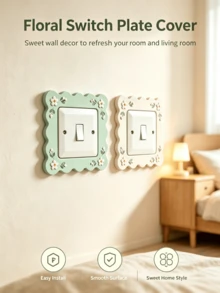 1pc Orange Green Switch Decorative Frame, Dust-Proof Button Switch Protective Cover, Living Room Bedroom Kitchen Wall Decor Hanging Ornament, Easy Installation, No Electricity Required, Suitable For Birthday Wedding Party Scene Decoration - Multicolor - View 1