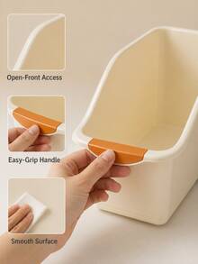 1pc Curved Design Storage Box - Heavy Duty Plastic Organizer, White Space-Saving Container, Suitable For Under Sink, Pantry And Cabinet Organization - For Cleaning Supplies, Household Essentials And Kitchen/Bathroom Storage, No Assembly Required - Multicolor - View 6