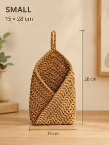 1pc Handmade Jute Wall-Mounted Fruit & Vegetable Storage Basket, Macrame Design With Mesh Structure - Multicolor - View 11