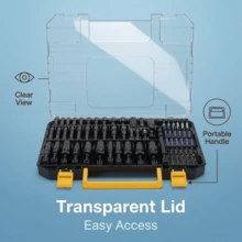 Magnetic Nut Driver Set With Universal Sockets, 80pcs Wing Nut Adapter Power Bits - Black - View 2