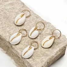 Bohemian Shell Hair Braid Ring Set, Gold Dreadlock Hair Ring Clips For Women Girls, Decorative Braided Hair Accessories For Beach Festival - Multicolor - View 10
