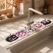 1pc Halloween Pumpkin Faucet Cover, Create Holiday Atmosphere, Bathroom Faucet Splash Guard, Waterproof Non-Slip Faucet Pad, Kitchen Countertop Accessory, Kitchen Dining Table Accessory, Sink, Moisture-Proof Absorbent Pad, Absorbent Drainage Pad, Multi-Functional Absorbent Non-Slip Pad - Multicolor - View 5