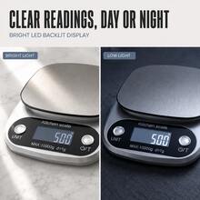 Digital Kitchen Scale With 5kg 0.1g And 10kg 1g Capacity Options, Stainless Steel Food Scale With 9 Units, LED Display, Tare Function For Baking, Cooking, Coffee And Meal Prep - Silver Grey + Blue Protective Film - View 8