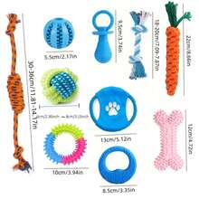 12pcs Durable Dog Toys, Random Styles & Materials, Large Size Chew Toys, Teeth Cleaning, Tug Of War, Boredom Relief, Encourage Interactive Play - Multicolor - View 8