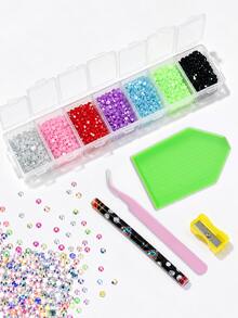 Flat Back Rhinestone Starter Set - Mixed Color AB Rhinestones, Includes 7-Compartment Storage Box, Suitable For DIY Nail Art, Hair Clips And Clothing Decoration, BB Clip Jewelry Making, Glass Bottle DIY, Shoes, Phone Case Decoration, Holiday Makeup And Handmade Crafts - A - View 7