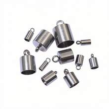 10pcs Stainless Steel Crimp End Caps Leather Cords End Tip Beads Caps PVD Plated Gold Clasps DIY Jewelry Making Finding Supplies - Cord End Caps - View 3