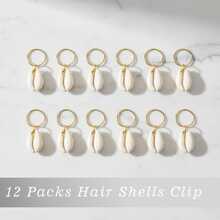 Bohemian Shell Hair Braid Ring Set, Gold Dreadlock Hair Ring Clips For Women Girls, Decorative Braided Hair Accessories For Beach Festival - Multicolor - View 7