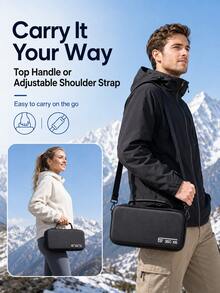 Carrying Case For Insta360 X6, Hard EVA Travel Storage Bag With Custom Compartments, Adjustable Shoulder Strap For Camera, Selfie Stick, Batteries & Charging Accessories - View 7