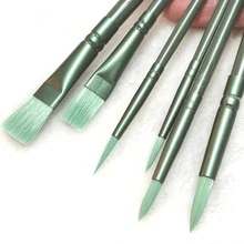 12Pcs Green Nylon Bristle Art Paint Brushes, Professional For: Outlining, Detailing, Contouring, Blending, Color Blocking, Etc., Suitable For Acrylic/Watercolor - Sets - View 3
