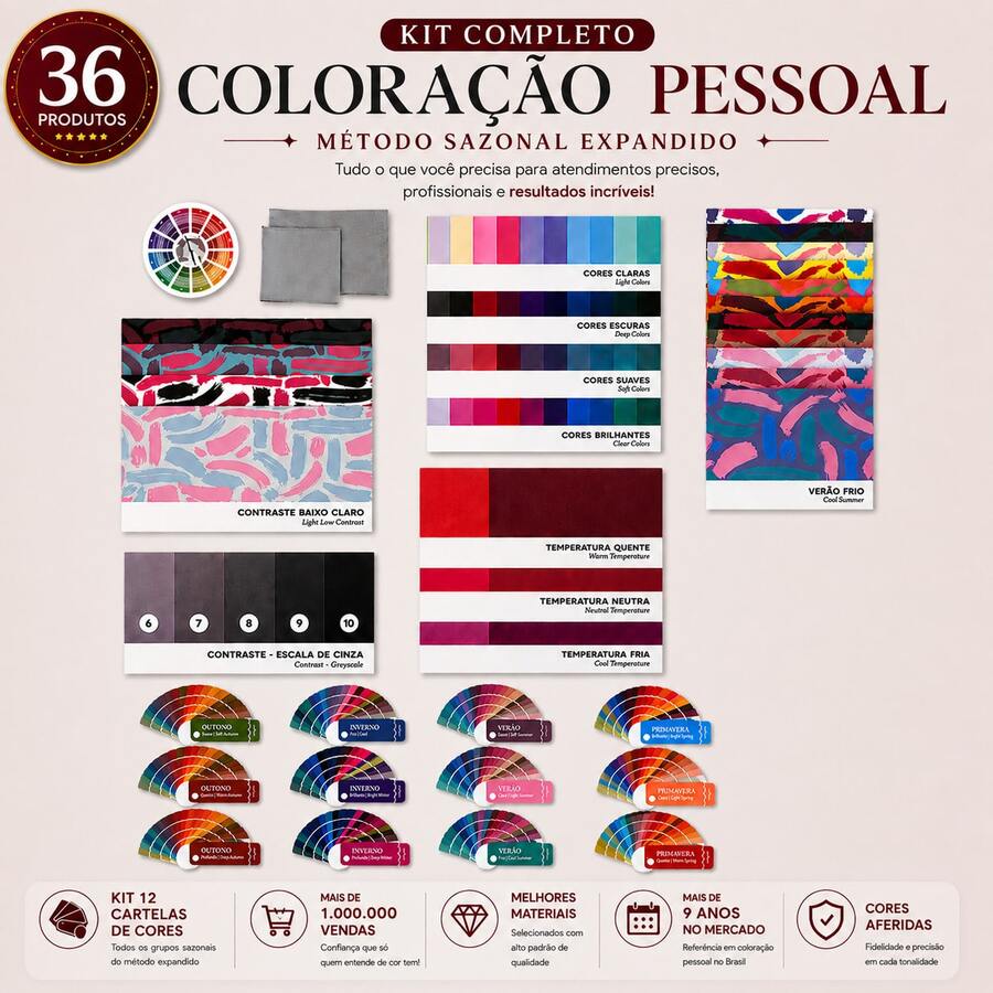 Kit Tecidos Coloração Pessoal Completo + 12 Cartelas - A - Visão 1