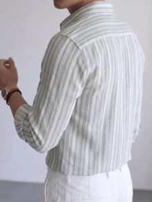 Men's Striped Versatile Casual Daily Long Sleeve Shirt - Multicolor - View 2