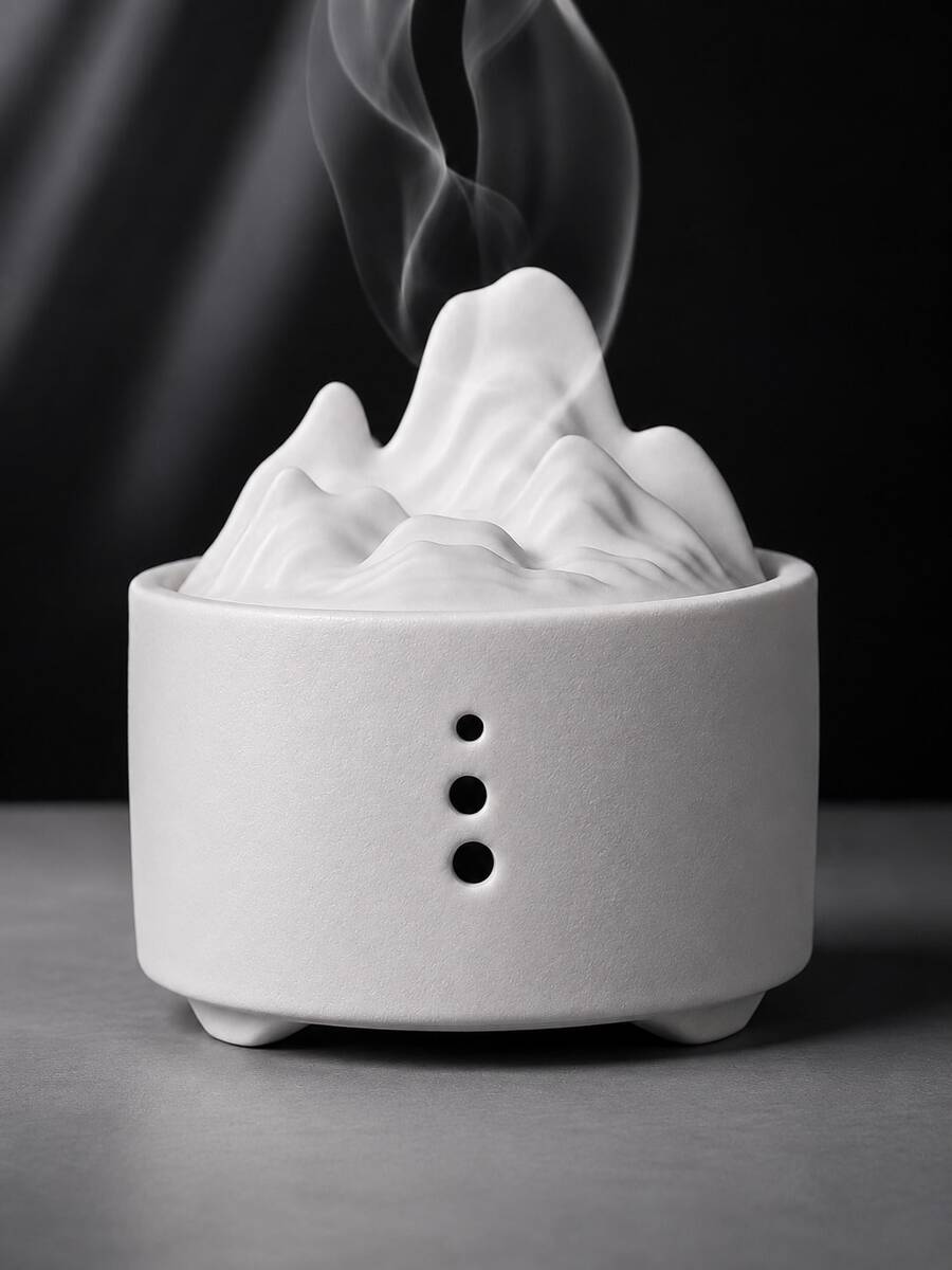 禪意山脈裝飾品 極簡香爐擺飾 現代風景家居飾品 適用客廳、臥室、書桌、層架與冥想室 - 圓柱蓋碗 - 查看 1