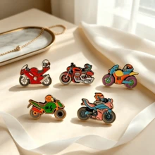 1-5pcs Motorcycle Metal Brooch Set, Personalized Badge Accessories, Backpack & Denim Jacket Decoration, Suitable For Vacation, Holiday, Daily Wear And Gifting - Multicolor - View 3
