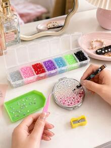 Flat Back Rhinestone Starter Set - Mixed Color AB Rhinestones, Includes 7-Compartment Storage Box, Suitable For DIY Nail Art, Hair Clips And Clothing Decoration, BB Clip Jewelry Making, Glass Bottle DIY, Shoes, Phone Case Decoration, Holiday Makeup And Handmade Crafts - A - View 5