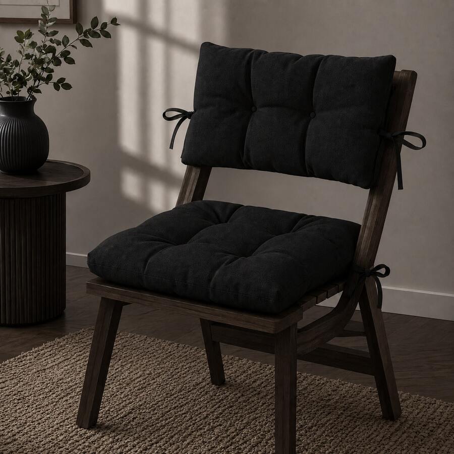 1 Pc-2pcs Premium Versatile Seat Cushion – Multipurpose Pad For Dining Chairs, Floor Seating, And Armchairs - Black - View 1