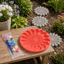 1pc DIY Sunflower & Butterfly Cement Stepping Stone Mold, Includes 12-Color Paint Set, Reusable Garden Path Stone Making & Lawn Art Decor Tool - A - View 12