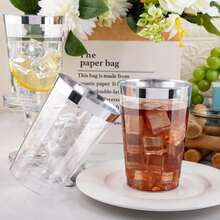 10pcs Clear Silver Cups, 7oz (Approx. 200ml) Crystal Clear Cups, Suitable For Cocktails, Champagne, Beer, Martini, Desserts, Perfect For Parties And Weddings - Silver - View 6