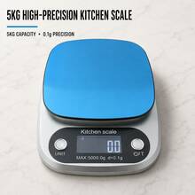 Digital Kitchen Scale With 5kg 0.1g And 10kg 1g Capacity Options, Stainless Steel Food Scale With 9 Units, LED Display, Tare Function For Baking, Cooking, Coffee And Meal Prep - Silver Grey + Blue Protective Film - View 10