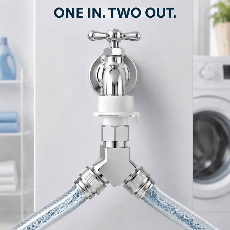 Y‑Shape Faucet Water Splitter, Two‑Way Hose Diverter With Individual Switch Valves, Universal Thread Leak‑Resistant Water Connector For Outdoor Garden Household Use - Multicolor - View 1