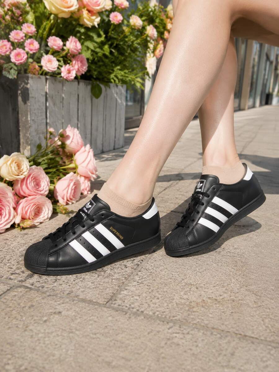 Adidas Women's SUPERSTAR LO PRO W Black Leather Classic Shell Toe Casual Skate Shoes KI6824 - Number 1 Black/White/Gold - View 1