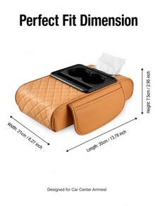 Multifunctional Car Armrest Storage Box With Cup Holder, Tissue Box, Phone Slot And Side Storage Pocket, Universal Center Console Armrest Organizer, Car Interior Accessory - A - View 6