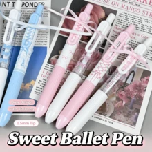 4pcs Cute Ballet Bow Ribbon Neutral Pen Set, 0.5mm ST Tip Quick-Dry Smooth Writing, Ins Style Aesthetic Student Exam School Stationery Supplies - Sets - View 6