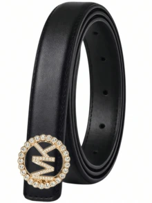 Women's Letter Rhinestone Belt With Metal Buckle, Fashionable Versatile Waist Belt - Multicolor - View 14